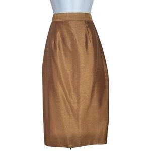 Vintage Gold Iridescent Midi Pencil Skirt Size 12 M High Waist Mermaid Fairy 80s